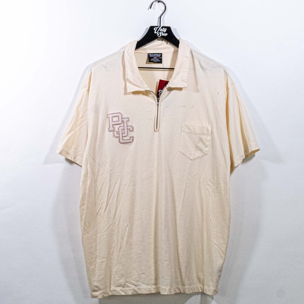 Polo Jeans Co Ralph Lauren 1/4 Zip Pocket Polo Shirt XL VTG 90s Y2K Preppy